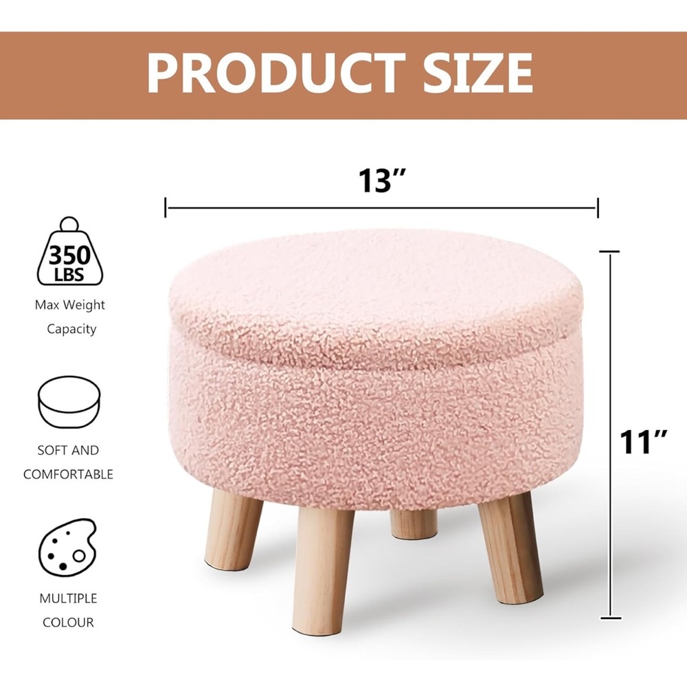 Pink Round Ottoman Stool